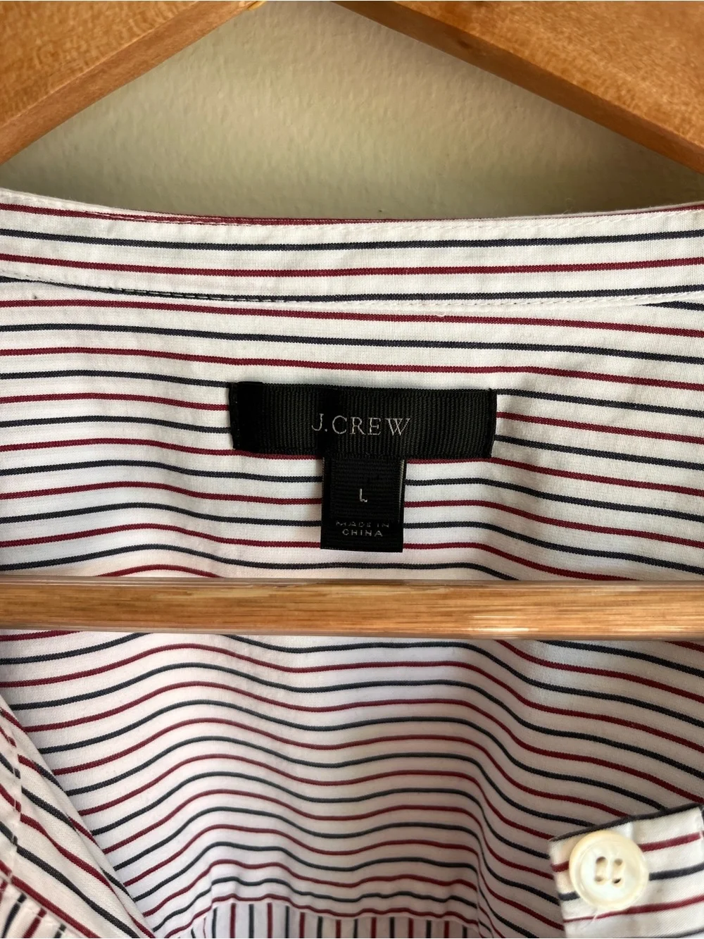 J. Crew Women's Stripe Long Sleeve Blouse with Embroidery on Sleeve Size Large
